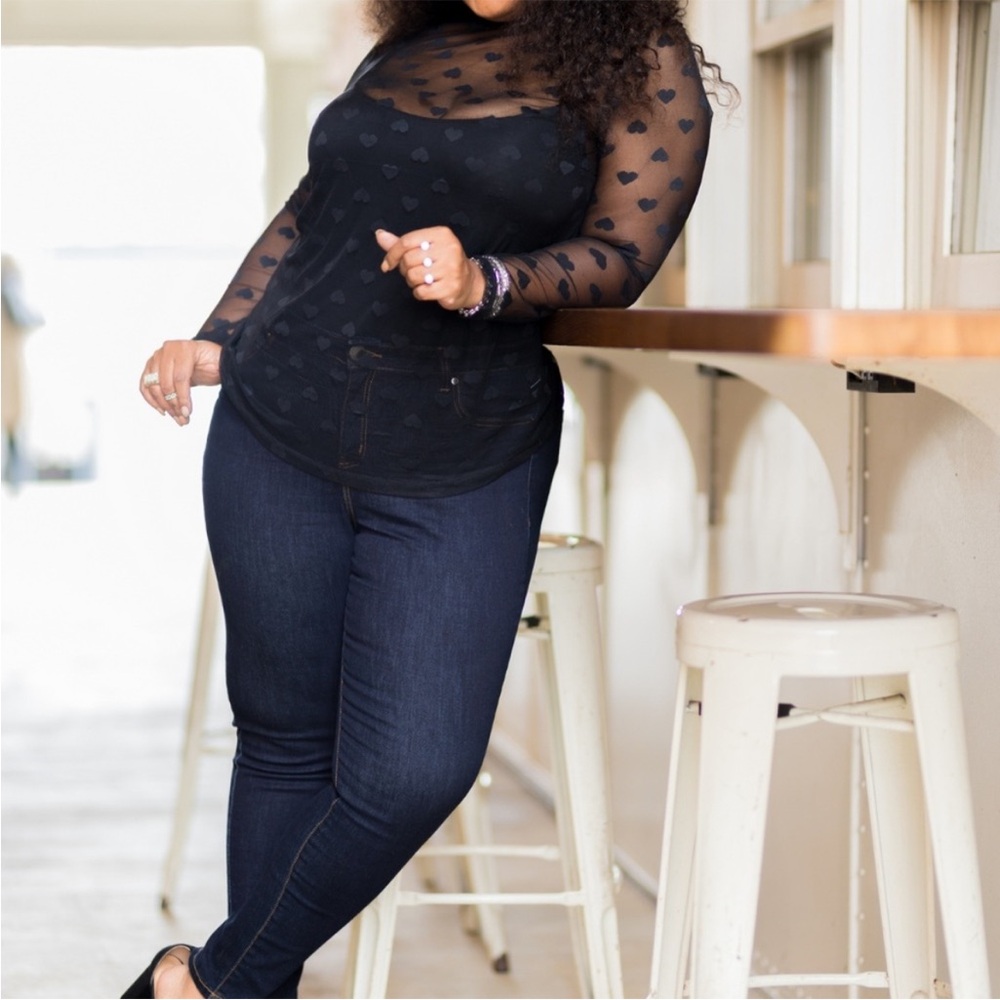 Lane Bryant Whimsigoth Vamp Goth Witchy Grunge Sheer Heart Mesh Top Black 18 20 - Picture 10 of 11